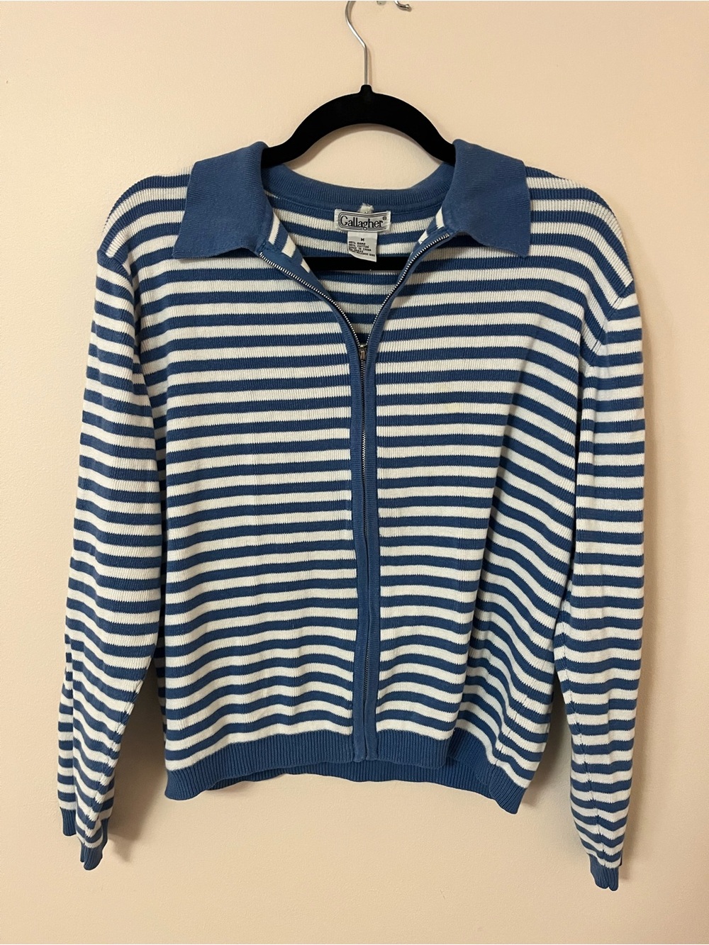 Gallagher Blue & White Striped Zip Cardigan